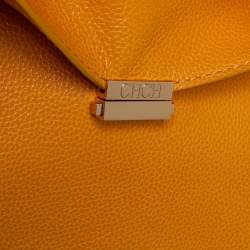 Pre Owned Carolina Herrera Yellow Leather Minuetto Flap Top Handle Bag