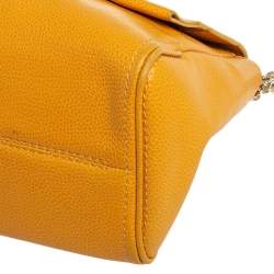 Pre Owned Carolina Herrera Yellow Leather Minuetto Flap Top Handle Bag