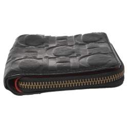 Pre Owned Carolina Herrera Black Monogram Leather Compact Wallet