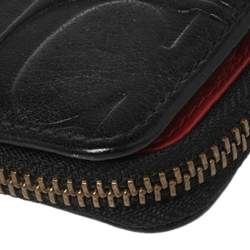 Pre Owned Carolina Herrera Black Monogram Leather Compact Wallet