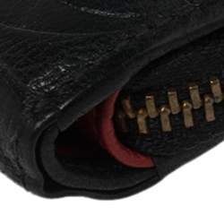 Pre Owned Carolina Herrera Black Monogram Leather Compact Wallet