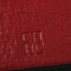 Pre Owned Carolina Herrera Black Monogram Leather Compact Wallet