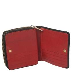 Pre Owned Carolina Herrera Black Monogram Leather Compact Wallet