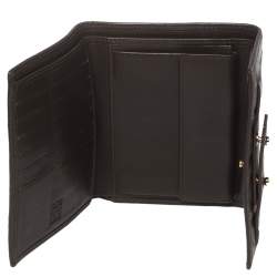 Pre Owned Carolina Herrera Brown Monogram Leather Trifold Wallet