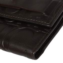 Pre Owned Carolina Herrera Brown Monogram Leather Trifold Wallet