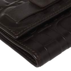 Pre Owned Carolina Herrera Brown Monogram Leather Trifold Wallet