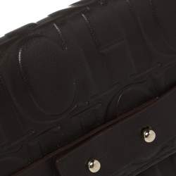 Pre Owned Carolina Herrera Brown Monogram Leather Trifold Wallet