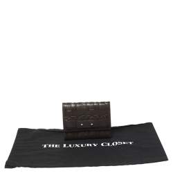 Pre Owned Carolina Herrera Brown Monogram Leather Trifold Wallet