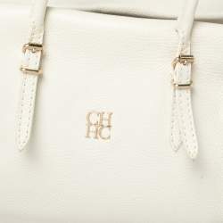 Pre Owned Carolina Herrera White Leather Tempo Collection Adagio Tote