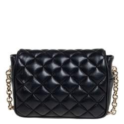Pre Owned Carolina Herrera Quilted Leather Chain Crossbody Bag