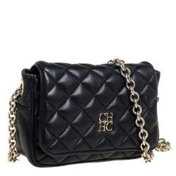 Pre Owned Carolina Herrera Quilted Leather Chain Crossbody Bag