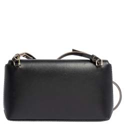 Pre Owned Carolina Herrera Black Leather Envelope Flap Crossbody Bag