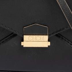 Pre Owned Carolina Herrera Black Leather Envelope Flap Crossbody Bag
