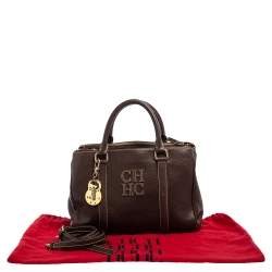 Pre Owned Carolina Herrera Dark Brown Leather Matteo Tote