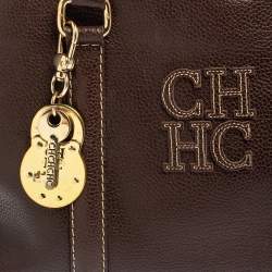 Pre Owned Carolina Herrera Dark Brown Leather Matteo Tote