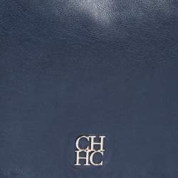 Pre Owned Carolina Herrera Blue Leather New Baltazar Flap Shoulder Bag