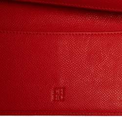 Pre Owned Carolina Herrera Red Monogram Leather Flap Continental Wallet