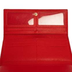 Pre Owned Carolina Herrera Red Monogram Leather Flap Continental Wallet