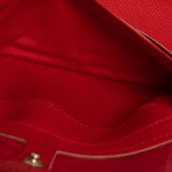 Pre Owned Carolina Herrera Red Monogram Leather Flap Continental Wallet
