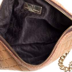 Pre Owned Carolina Herrera Metallic Beige Leather Chain Shoulder Bag