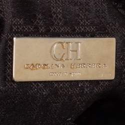 Pre Owned Carolina Herrera Metallic Beige Leather Chain Shoulder Bag