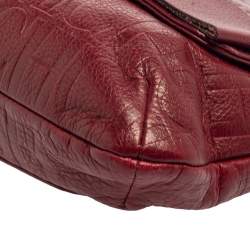 Pre Owned Carolina Herrera Burgundy Monogram Leather Audrey Shoulder Bag