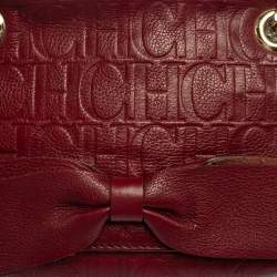Pre Owned Carolina Herrera Burgundy Monogram Leather Audrey Shoulder Bag