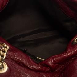 Pre Owned Carolina Herrera Burgundy Monogram Leather Audrey Shoulder Bag