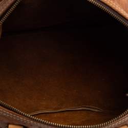 Pre Owned Carolina Herrera Brown Monogram Leather Large Andy Boston Bag