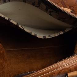 Pre Owned Carolina Herrera Brown Monogram Leather Large Andy Boston Bag