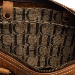 Pre Owned Carolina Herrera Brown Monogram Leather Large Andy Boston Bag