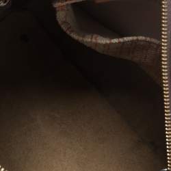 Pre Owned Carolina Herrera Beige Monogram Leather Medium Andy Boston Bag