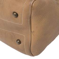 Pre Owned Carolina Herrera Beige Monogram Leather Medium Andy Boston Bag