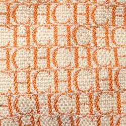 Pre Owned Carolina Herrera Beige Monogram Leather Medium Andy Boston Bag