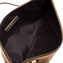 Pre Owned Carolina Herrera Tan Embossed Leather Shoulder Bag