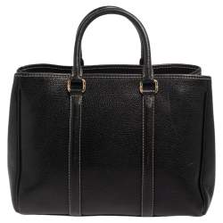 Pre Owned Carolina Herrera Black Grained Leather Matteo Tote