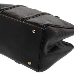 Pre Owned Carolina Herrera Black Grained Leather Matteo Tote