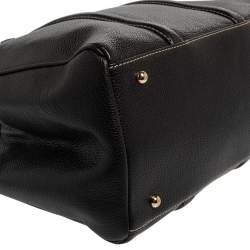 Pre Owned Carolina Herrera Black Grained Leather Matteo Tote