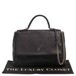 Pre Owned Carolina Herrera Black Leather Minuetto Flap Top Handle Bag