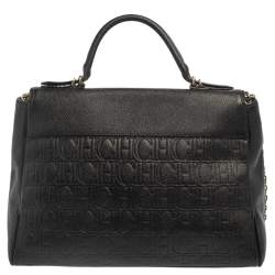 Pre Owned Carolina Herrera Black Leather Minuetto Flap Top Handle Bag