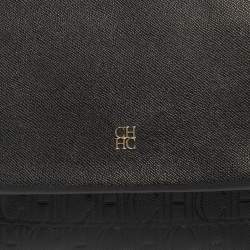 Pre Owned Carolina Herrera Black Leather Minuetto Flap Top Handle Bag