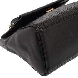 Pre Owned Carolina Herrera Black Leather Minuetto Flap Top Handle Bag