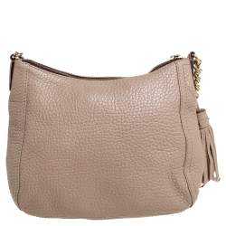 Pre Owned Carolina Herrera Beige Leather Chain Tassel Shoulder Bag