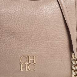 Pre Owned Carolina Herrera Beige Leather Chain Tassel Shoulder Bag