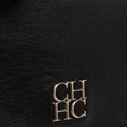 Pre Owned Carolina Herrera Black Leather Flap New Baltazzar Crossbody Bag