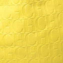Pre Owned Carolina Herrera Neon Yellow Embossed Leather Matryoshka Tote