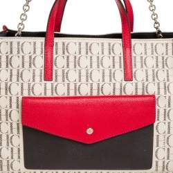 Pre Owned Carolina Herrera Multicolor Coated Canvas and Leather Front Pocket Tote