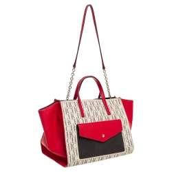 Pre Owned Carolina Herrera Multicolor Coated Canvas and Leather Front Pocket Tote