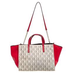 Pre Owned Carolina Herrera Multicolor Coated Canvas and Leather Front Pocket Tote