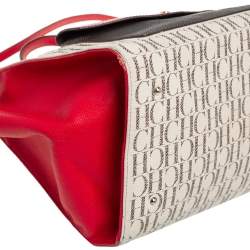 Pre Owned Carolina Herrera Multicolor Coated Canvas and Leather Front Pocket Tote